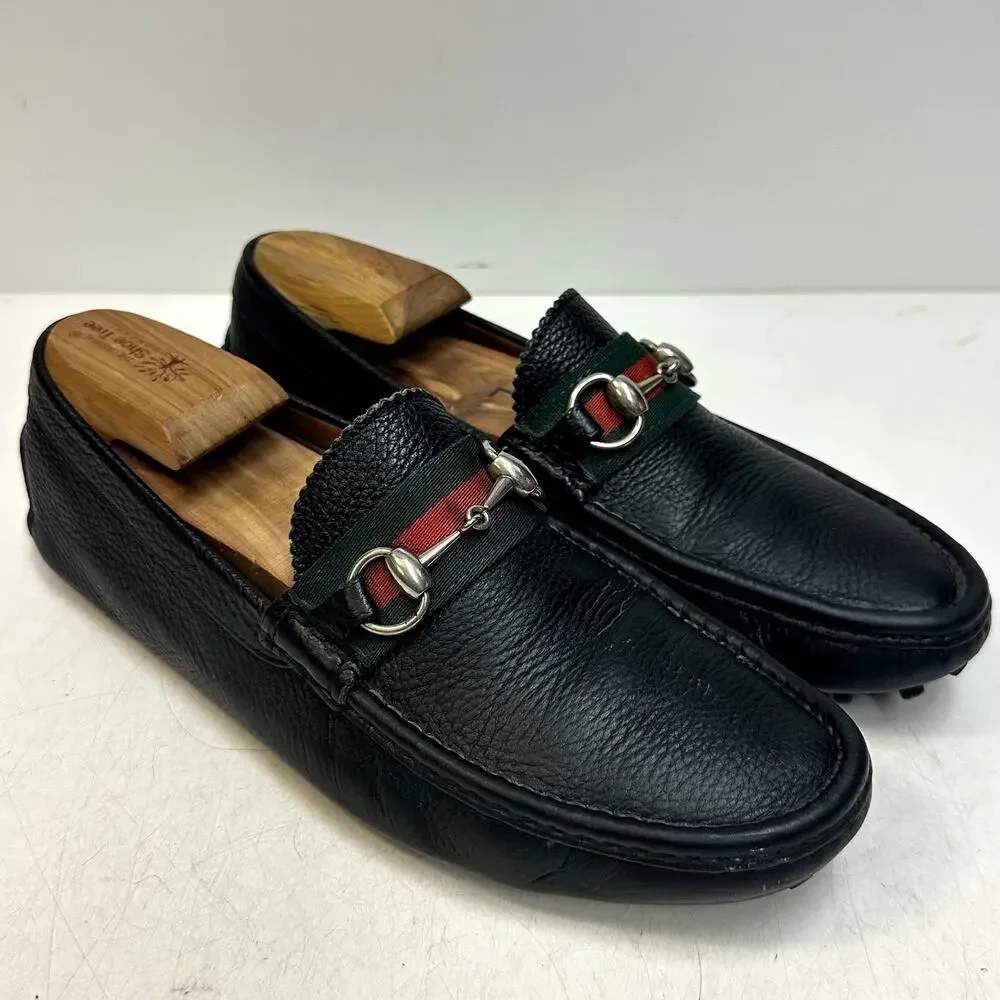 GUC Gucci Horsebit Driver Loafers Ayrton Quentin Green Red Made in Italy US 7.5